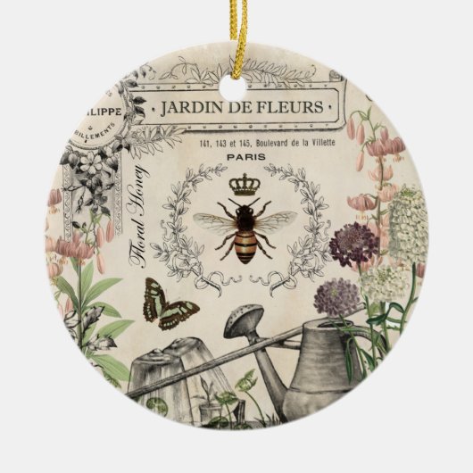 FRANZÖSISCHER BIENEN-GARTEN KERAMIK ORNAMENT (Vorne)