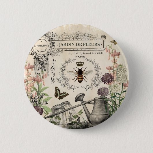 Französischer Bienengarten Button (Vorderseite)