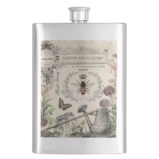 Französischer Bienengarten Flachmann (Vorderseite)