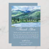 Französischer Blaue Serene Watercolor Lake 2 Dankeskarte (Vorne/Hinten)