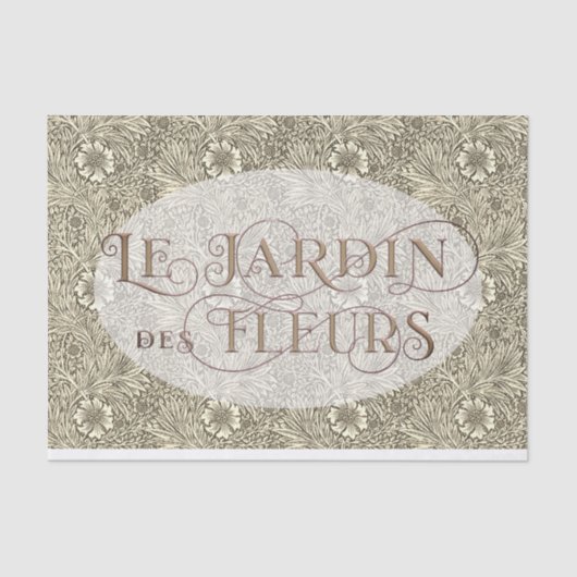 Französischer Blumengarten Oval Wilhelm Morris Mus Seidenpapier (Vorderseite)