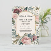 Französischer Blumengarten Vintag Elegante Rose Einladung (Stehend Vorderseite)