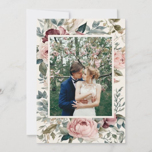 Französischer Blumengarten Vintag Elegante Rose Einladung (Rückseite)