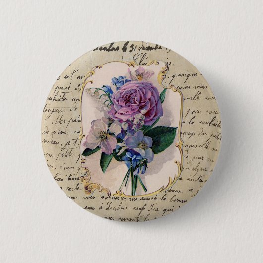 Französischer Blumenstrauß-Button Button (Vorderseite)