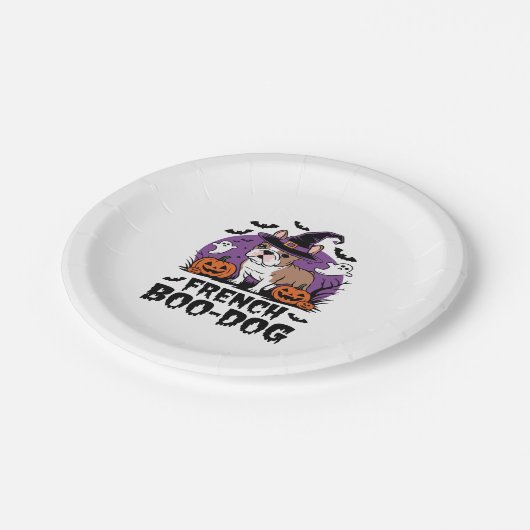 Französischer Boodof - der Spookiest Pup Pappteller (Schrägansicht)