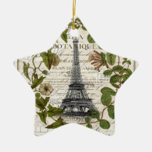 französischer botanischer Efeu verlässt Turm Paris Keramik Ornament