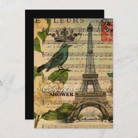 französischer botanischer Turm Paris Eiffel des Einladung (Vorne/Hinten)