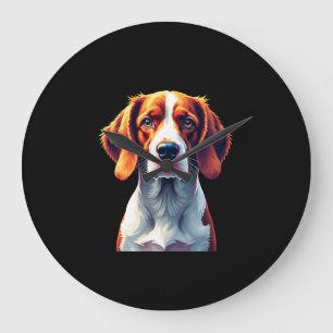 Französischer Brittany Spaniel Mama Papa Hundegesi Große Wanduhr