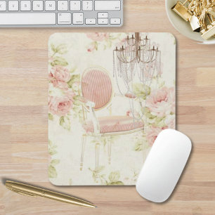 Französischer Budoir Vintag Pink Blues Kronleuchte Mousepad