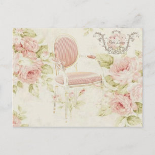 Französischer Budoir Vintage-Rosa-Blumen-Kronleuch Postkarte