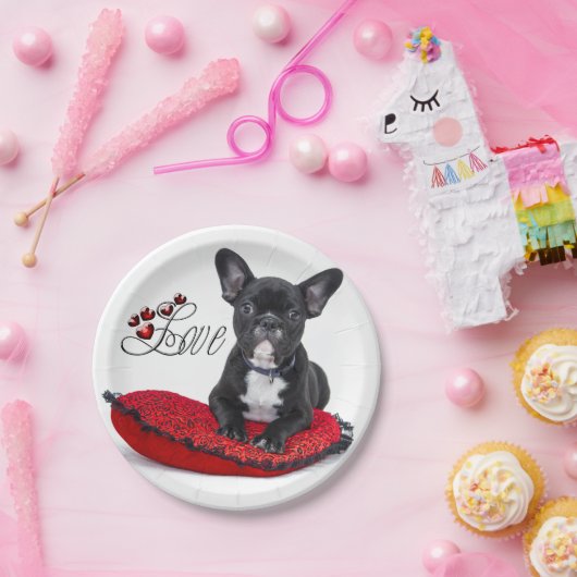 Französischer Bull Dog - Französische Liebe Pappteller (Party)