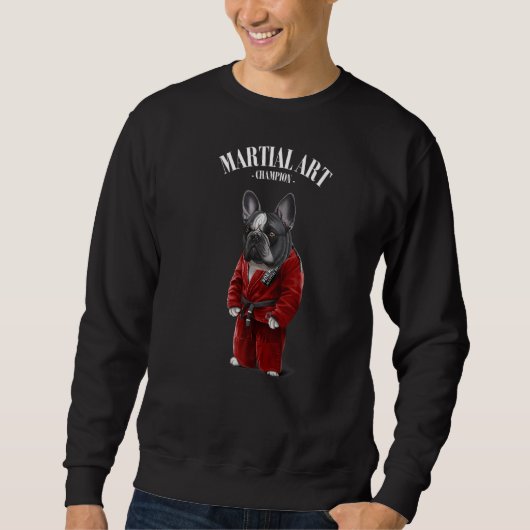 Französischer Bull Dog Judo Karate Master in Red J Sweatshirt (Vorderseite)