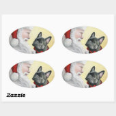 Französischer Bull Dog und Weihnachtsaufkleber Ovaler Aufkleber (Blatt)