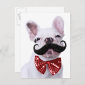 Französischer Bull Doppy Welpe mit Mustache Postkarte (Vorne/Hinten)