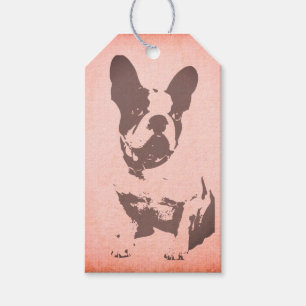 FRANZÖSISCHER BULL-HUND-GIFT-TAG IN PINK GESCHENKANHÄNGER