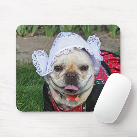 Französischer Bull-Hund mit Lace Hat Mousepad (Mit Mouse)