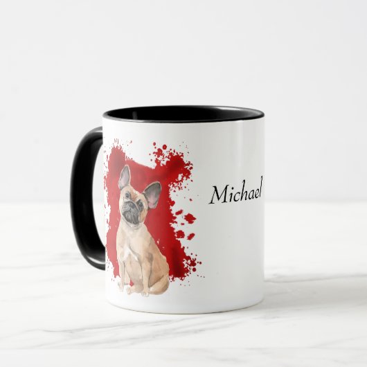 Französischer Bulldog-Abstrakter Hintergrund Tasse (Vorderseite Links)