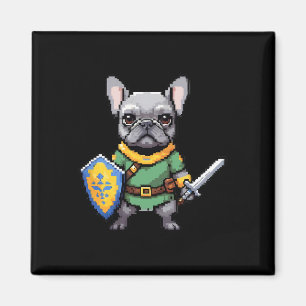Französischer Bulldog als Retro Video Game-Charakt Magnet