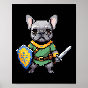 Französischer Bulldog als Retro Video Game-Charakt Poster