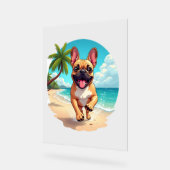 Französischer Bulldog am Strand Acrylschild (Winkel)