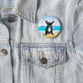 Französischer Bulldog am Strand Button (Beispiel)