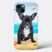 Französischer Bulldog am Strand Case-Mate iPhone Hülle (Rückseite)