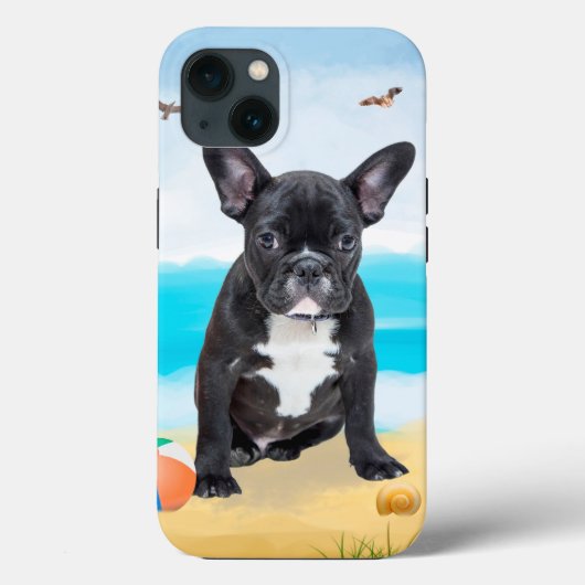 Französischer Bulldog am Strand Case-Mate iPhone Hülle (Rückseite)