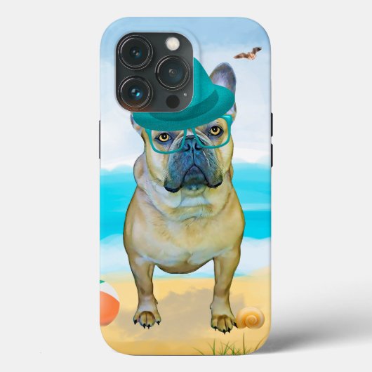 Französischer Bulldog am Strand Case-Mate iPhone Hülle (Rückseite)