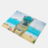 Französischer Bulldog am Strand Fußmatte (Schrägansicht)