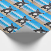 Französischer Bulldog am Strand Geschenkpapier (Ecke)