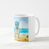 Französischer Bulldog am Strand Kaffeetasse (VorderseiteRechts)