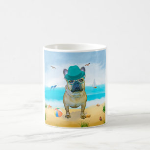 Französischer Bulldog am Strand Kaffeetasse