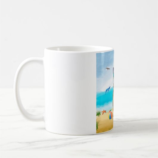 Französischer Bulldog am Strand Kaffeetasse (Links)
