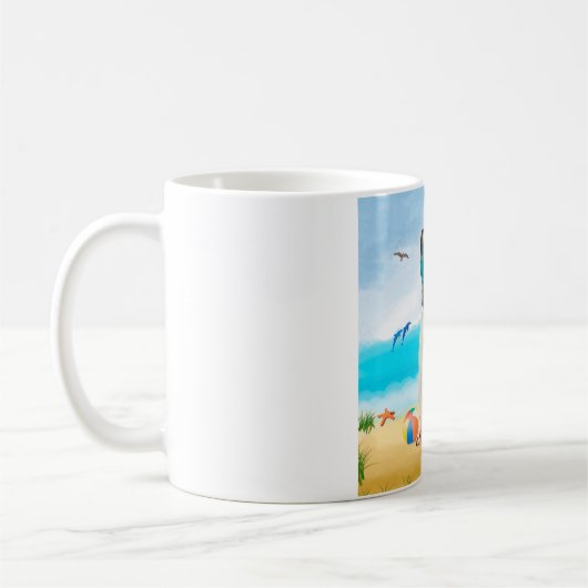 Französischer Bulldog am Strand Kaffeetasse (Links)