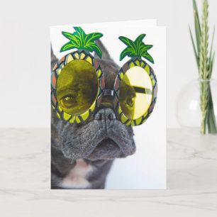 Französischer Bulldog am Strand Karte