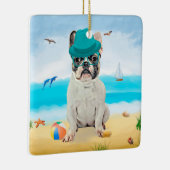 Französischer Bulldog am Strand Keramikornament (Rechts)
