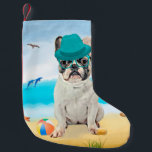 Französischer Bulldog am Strand Kleiner Weihnachtsstrumpf<br><div class="desc">Ein niedlicher Hund am Strand ist eine Geschenkidee für jemanden,  der diese Hundezucht Liebe.</div>