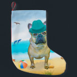 Französischer Bulldog am Strand Kleiner Weihnachtsstrumpf<br><div class="desc">Ein niedlicher Hund am Strand ist eine Geschenkidee für jemanden,  der diese Hundezucht Liebe.</div>