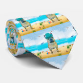 Französischer Bulldog am Strand Krawatte (Gerollt)