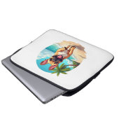 Französischer Bulldog am Strand Laptopschutzhülle (Vorne Knopf)