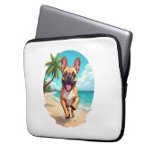 Französischer Bulldog am Strand Laptopschutzhülle (Vorderseite Links)