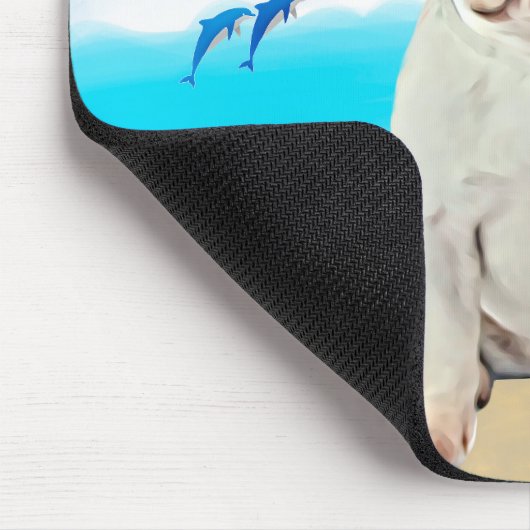 Französischer Bulldog am Strand Mousepad (Ecke)