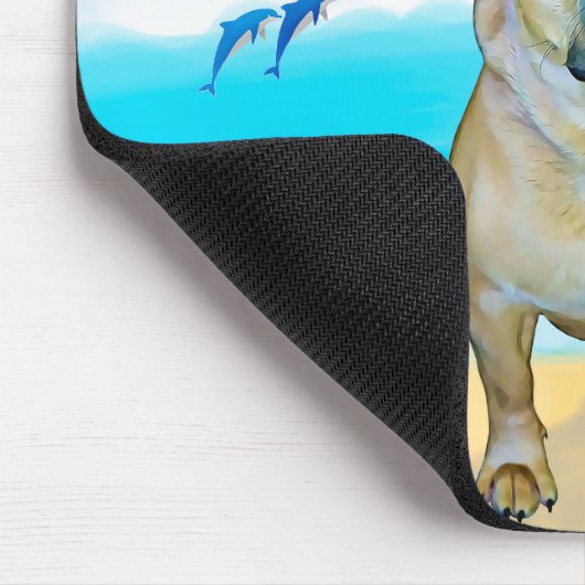Französischer Bulldog am Strand Mousepad (Ecke)