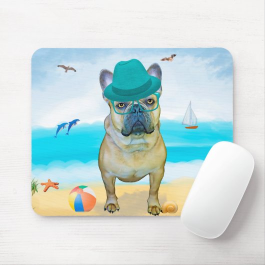 Französischer Bulldog am Strand Mousepad (Mit Mouse)