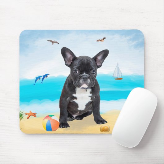 Französischer Bulldog am Strand Mousepad (Mit Mouse)