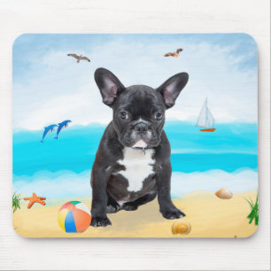 Französischer Bulldog am Strand Mousepad