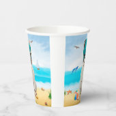 Französischer Bulldog am Strand Pappbecher (Links)