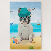 Französischer Bulldog am Strand Puzzle (Vertikal)