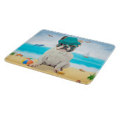Französischer Bulldog am Strand Schneidebrett (Ecke)