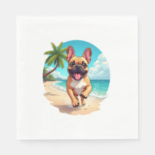 Französischer Bulldog am Strand Serviette